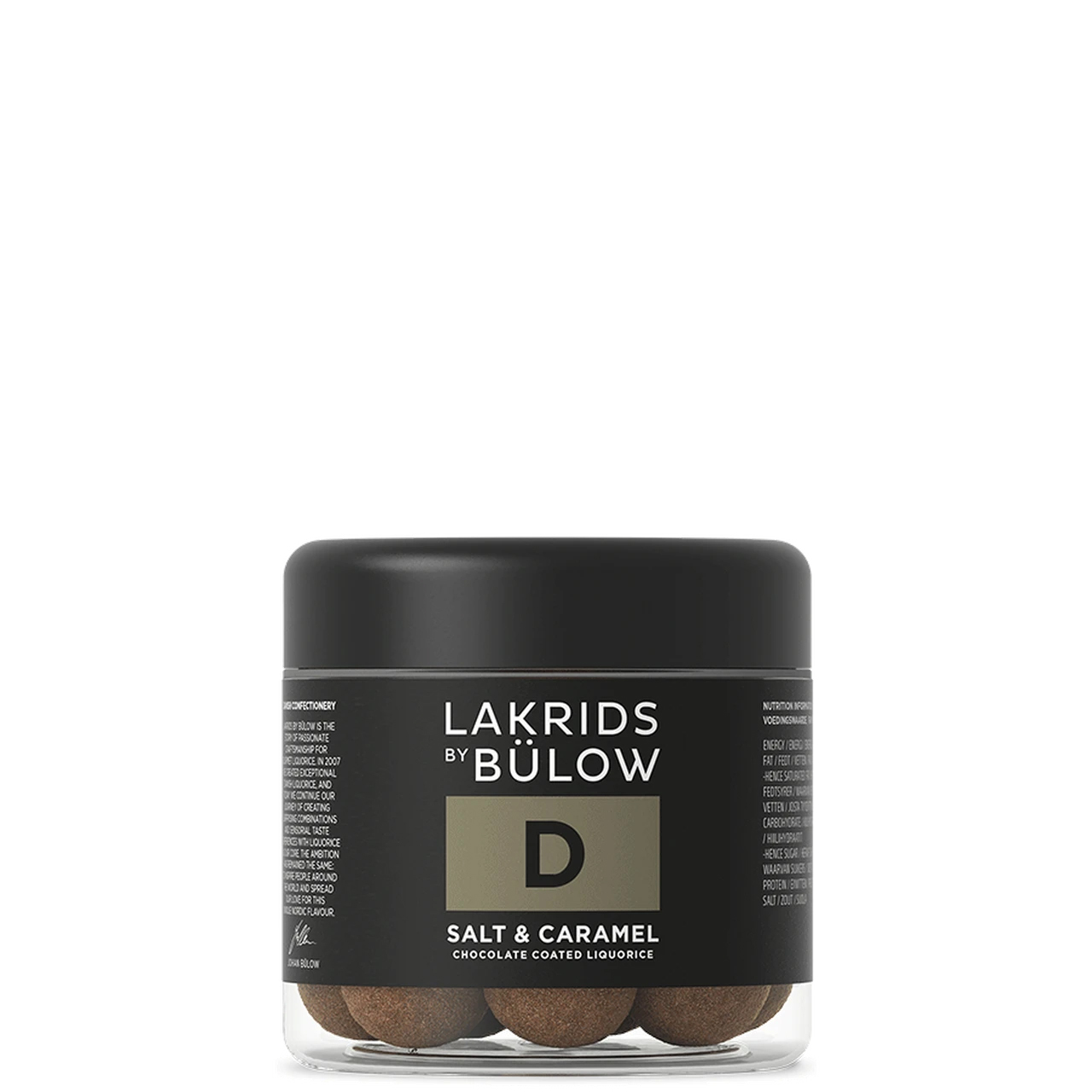 Lakrids by Bülow - Small D Salt &amp; Caramel. Pieni rasiallinen makeita lakritsipalloja on erinomainen Gourmet- tason maistuva liikelahja. Alkaen 100 kpl rasian saa myös omalla logolla.